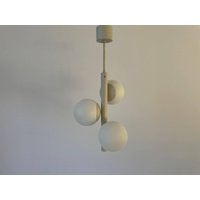 Triple Glass Shade & Grey Metal Body Atomic Ceiling Lamp By Kaiser Leuchten, 1970S, Germany von vintageinmode