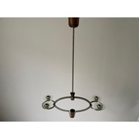Unusual Design Art Deco Chandelier in Brass & Glass By Pietro Chiesa, 30S, Italy Unusual Design Art Deco Chandelier in Brass & Glass By Pietro Chiesa, 30S, Italy von vintageinmode