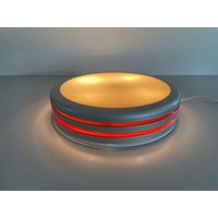 Unusual Design Grey & Red Round Flush Mount Light, 1960S, Germany Unusual Design Grey & Red Round Flush Mount Light, 1960S, Germany von vintageinmode