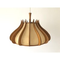 Unusual Design Wood & Plastic Paper Large Pendant Lamp, 1960S, Germany von vintageinmode