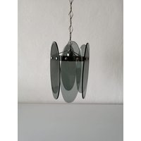 Very Elegant Ellipse Shaped Glass Discs & Chrome Metal Body Ceiling Lamp - 1960S Italy von vintageinmode