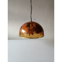 Wonderful Resin Shade With Real Leafs Italian Pendant Lamp, 1970S Italy von vintageinmode