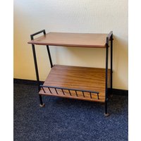 Seltener Beistelltisch Mit String Zeitschriften Ablage 60Er Jahre Vintage Rare Side Table Style 60S Mid Century von vintagenerator