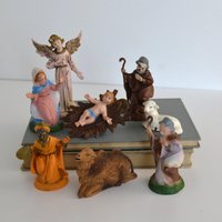 Kunststoff Weihnachtsferien Religiöse Krippe Set Verschiedene Figuren Lot Von 7 von vintageno35