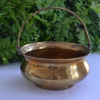Vintage Boho Messing Tischplatte Behälter Schüssel Indoor Pflanzer Mit Griff von vintageno35