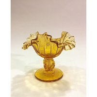 Vintage Fenton Bernstein Glas Kompott, Perlen Panel Sockel Candy Dish Vintage Fenton Bernstein Glas Kompott, Perlen Panel Sockel Candy Dish von vintagepointstore
