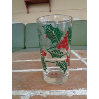 Vintage Erdnussbutterglas 1950Er Jahre Boscol Holly Christmas Holiday Beeren Rote Glaswaren Kitsch Retro von vintagerose1234