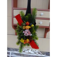 Vintage Weihnachten Tür Dekor Obst Schaufel Kitsch 1950Er Tannenzapfen Kranz Jahreszeitentisch Retro Aufhänger von vintagerose1234
