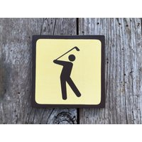 Golf Icon Sign | Handgemachtes Siebdruckschild National Park Symbol Schild State Vintage Golfplatz Golfer Sport von vintagesigns