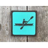 Kayaking Icon Sign | Handgemachtes Siebdruckschild National Park Symbol Schild State Vintage Ocean Kayak Fluss See Kajak von vintagesigns