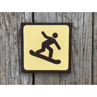 Snowboard-Icon-Zeichen | Handgemachte Siebdruck Zeichen Nationalpark-Symbolzeichen Mountain Vintage Ski Hill Skigebiet Snowboard von vintagesigns