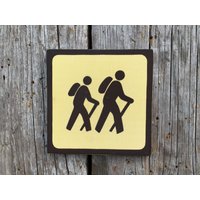 Wandersymbol-Zeichen | Handgemachte Siebdruck Zeichen Nationalpark-Symbolzeichen Outdoor-Sport| Trail-Zeichen Wanderer-Zeichen Campingplatz Camp von vintagesigns