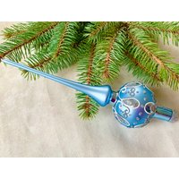 Blaue Weihnachtsbaumspitze 10 Zoll, Baumspitze Antik Weihnachtsschmuck Ornament von vintagestoreworld