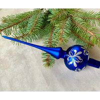 Blaue Weihnachtsbaumspitze 10 Zoll, Baumspitze Antik Weihnachtsschmuck Ornament von vintagestoreworld