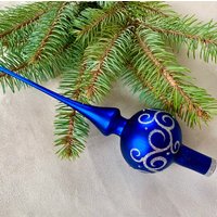 Blaue Weihnachtsbaumspitze 10 Zoll, Baumspitze Antik Weihnachtsschmuck Ornament von vintagestoreworld