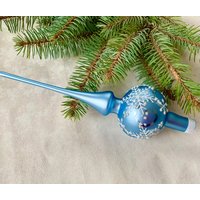 Blaue Weihnachtsbaumspitze 10 Zoll, Baumspitze Antik Weihnachtsschmuck Ornament von vintagestoreworld