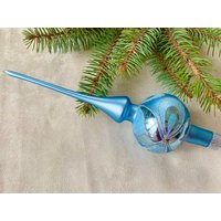 Blaue Weihnachtsbaumspitze 10 Zoll, Baumspitze Antik Weihnachtsschmuck Ornament von vintagestoreworld