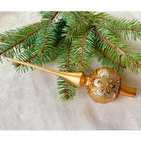 Gold Weihnachtsbaumspitze 10 Zoll, Baumspitze Antik Weihnachtsschmuck Ornament von vintagestoreworld