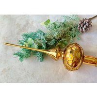Große Goldfarbene Christbaumspitze 14 Zoll, Baumspitze Antik Weihnachtsschmuck Ornament von vintagestoreworld