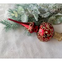 Kleiner Roter Christbaumschmuck 20 cm, Baumspitze Antik Weihnachtsschmuck Ornament von vintagestoreworld