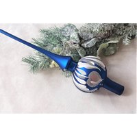 Vintage Blaue Weihnachtsbaumspitze 10 Zoll, Baumspitze Antik Weihnachtsschmuck Ornament von vintagestoreworld