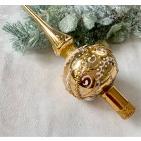 Vintage Weihnachten Glas Baumspitze 23 cm, Antike Christbaumschmuck Ornament von vintagestoreworld