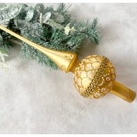 Vintage Weihnachten Glas Baumspitze 9 Zoll, Handgemalte Antike Weihnachtsschmuck Ornament von vintagestoreworld