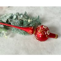 Vintage Weihnachtsbaumspitze 10 Zoll, Handbemalte Baumspitze Antike Weihnachtsornamente Ornament von vintagestoreworld