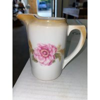 Antik Wild Rose Transferware Porzellan Pk Unity Germany Tee Höhe 13 cm Creme Krug von VintageTinkerInk