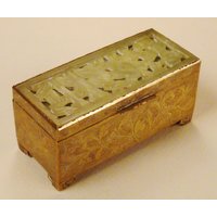 Antike Jade Stempel Box Vintage Handarbeit Silber Relief Verziert Toller Zustand Ca. 3 X 1, 5 1 von vintagevasso