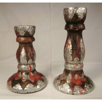 Holz Kerzenständer Set Dekorative Display 9 in Groß Und 7 Tall Handgefertigt von vintagevasso