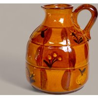 Vintage Keramik Krug Orange, Einzigartiges Blumen & Obst Dekor, Herbst Farben Vintage Keramik Krug Orange, Einzigartiges Blumen & Obst Dekor, Herbst Farben von vintwithnora