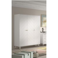 BILLY Kleiderschrank mit 3 Türen, MDF Satin weiß lackiert von vipack