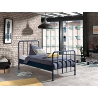 BRONXX Metallbett im coolen Look Blau Denim matt, Liegefläche 90 x 200 cm von vipack