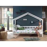 Dallas 1 Hausbett mit seitlicher Umrandung 90 x 200 cm Liegefläche, Weiß von vipack