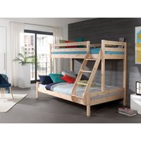 Familienbett Martin 90 x 200 und 140 x 200 cm, mit Leiter in Kiefer massiv natur von vipack