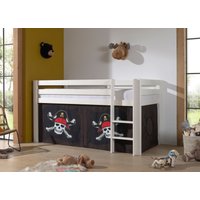 Halbhohes Bett PINO, mit Textilset "Caribian Pirate", Ausf. Kiefer massiv weiß lackiert von vipack