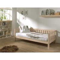 Kojen Bett Fritz mit Sprossenumrandung u. Rolllattenrost, 90x200, Ausf. Milky White lackiert von vipack