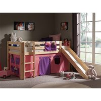 Spielbett Pino mit Rutsche und Textilset "Bella", Ausf. Kiefer massiv natur lackiert von vipack