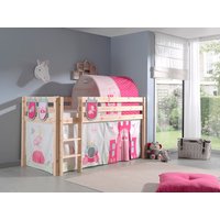 Spielbett Pino mit Textilset Vorhang, Tunnel und 3 Taschen "Princes", Ausf. Kiefer massiv natur von vipack