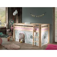 VIPACK - Spielbett Pino mit Textilset Vorhang "Birdy", Ausf. Kiefer massiv natur von vipack