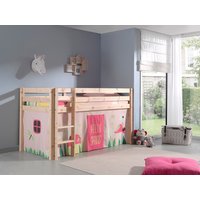 Spielbett Pino mit Textilset Vorhang "Spring", Ausf. Kiefer massiv natur von vipack