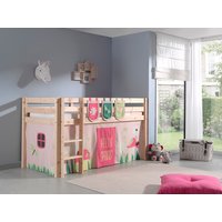 Spielbett Pino mit Textilset Vorhang und 3 Taschen "Spring", Ausf. Kiefer massiv natur von vipack