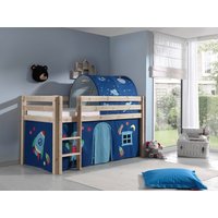 Spielbett Pino mit Textilset Vorhang und Tunnel "Astro", Ausf. Kiefer massiv natur von vipack