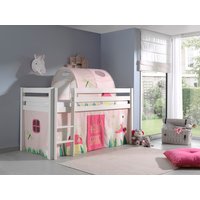 Spielbett Pino mit Textilset Vorhang und Tunnel "Spring", Ausf. Kiefer massiv weiß lackiert von vipack