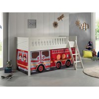 Spielbett SCOTT, 90x200 cm, mit Lattenrost, Leiter, Textilset "FIRE RESCUE", weiß lackiert Spielbett SCOTT, 90x200 cm, mit Lattenrost, Leiter, Textilset "FIRE RESCUE", weiß lackiert von vipack