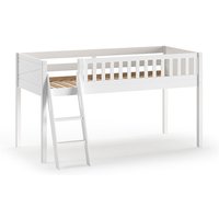 Spielbett SCOTT, 90x200 cm, mit Lattenrost, Leiter, Textilset "Pet Shop", weiß lackiert von vipack