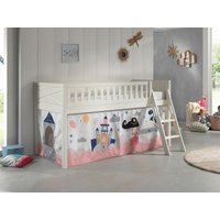 Spielbett SCOTT, 90x200 cm, mit Lattenrost, Leiter, Textilset "Princess Sophie", weiß lackiert von vipack