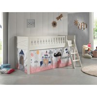 Spielbett SCOTT, 90x200 cm, mit Lattenrost, Leiter, Textilset "Princess Sophie", weiß lackiert von vipack