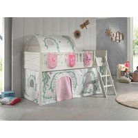 Spielbett SCOTT, 90x200 cm, mit Lattenrost, Leiter, Textilset Vorhang, Tunnel, 3 Taschen "Birdy" von vipack